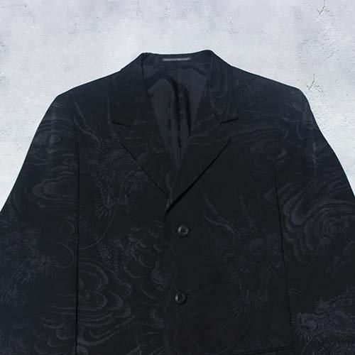Yohji Yamamoto POUR HOMME DRAGON DISCHARGE PRINT DOCTOR JACKET | 服飾図案家「林  大史」によるウールギャバジンジャケット - Original＆Select shop RARE OF THE LOOP