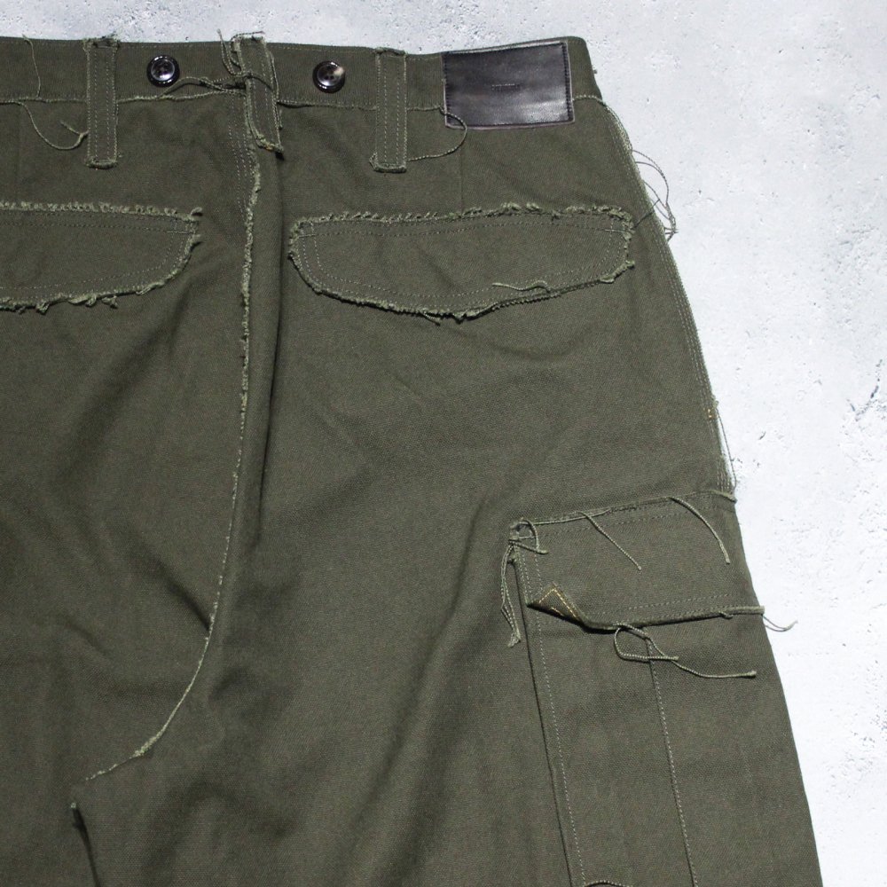 SUGARHILL】RAW-EDGE CANVAS CARGO PANTS(DARK KHAKI) | - RARE OF THE