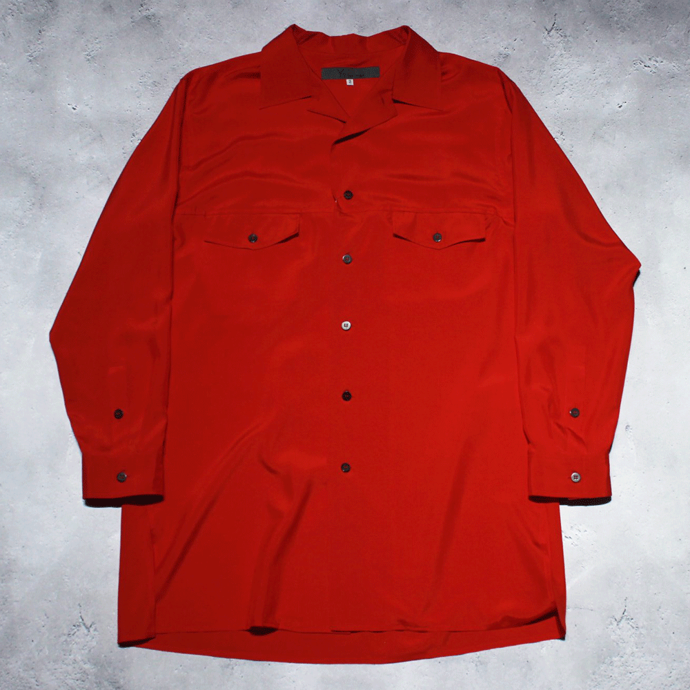 Y's for menRED SILK SHIRT WITH FLAP POCKETS(Red)