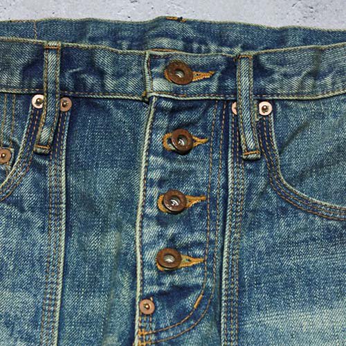 SUGARHILL】OILED FADE BELL BOTTOM DENIM PANTS(FADED INDIGO