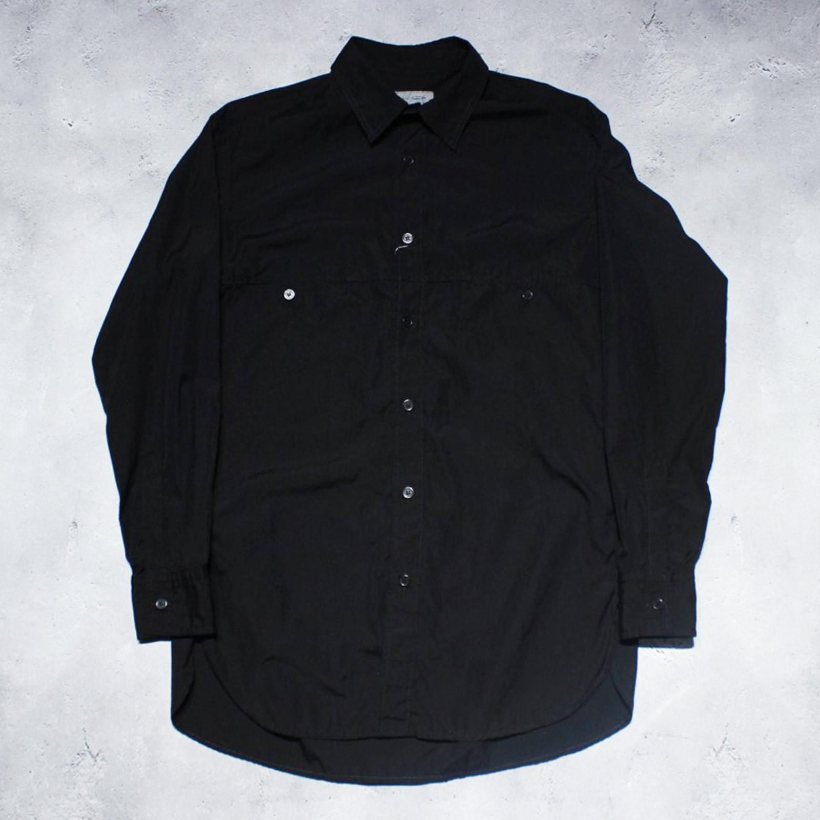 Yohji Yamamoto POUR HOMMEZ-PANEL CHEST PK CHAIN STITCH B SHIRT WHITE(Black)
