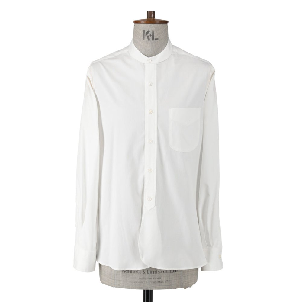 ScyeFINX Cotton Oxford Grandad Collar Shirt(White)