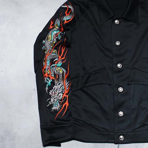 【sulvam】SHINY JERSEY EMBROIDERY BLOUSON(Black 