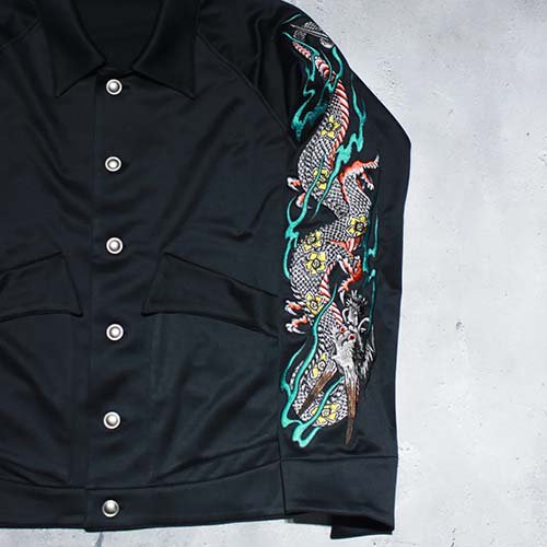 sulvam】SHINY JERSEY EMBROIDERY BLOUSON(Black) | -RARE OF THE LOOP