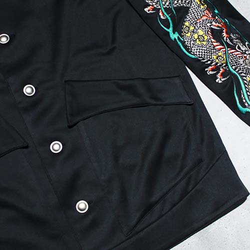 sulvam】SHINY JERSEY EMBROIDERY BLOUSON(Black) | -RARE OF THE LOOP