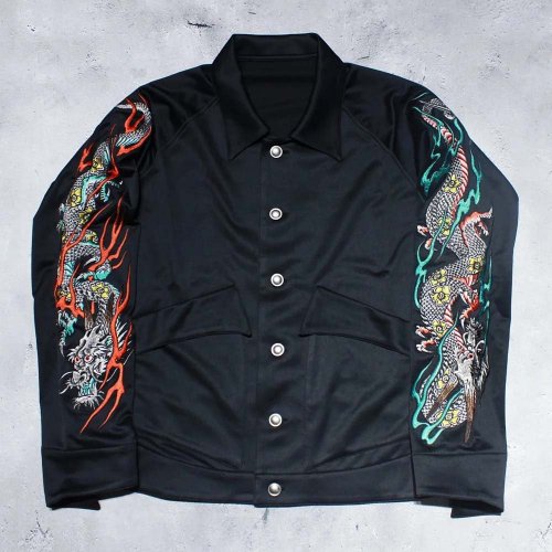 sulvamSHINY JERSEY EMBROIDERY BLOUSON(Black)