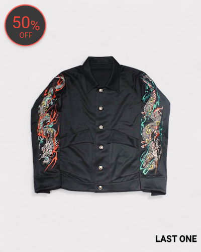 <img class='new_mark_img1' src='https://img.shop-pro.jp/img/new/icons20.gif' style='border:none;display:inline;margin:0px;padding:0px;width:auto;' />sulvamSHINY JERSEY EMBROIDERY BLOUSON(Black) 94,600-