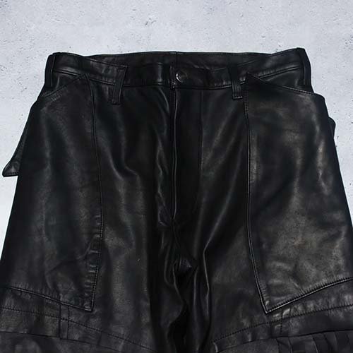 sulvam】SCARS LEATHER FRINGE PANTS(Black) | - RARE OF THE LOOP