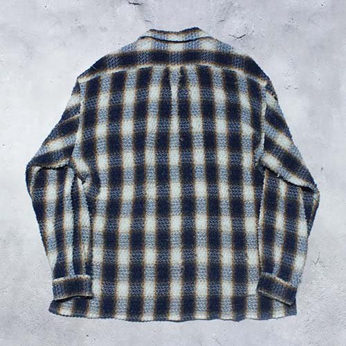 SUGARHILL】INDIGO COTTON OMBRE PLAID PUNCHING COLLAR BLOUSE