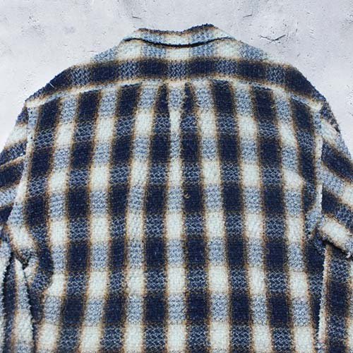 SUGARHILL】INDIGO COTTON OMBRE PLAID PUNCHING COLLAR BLOUSE