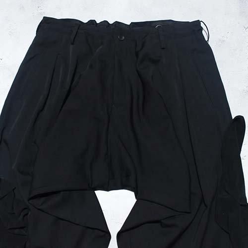 Yohji Yamamoto POUR HOMME】WOOL GABARDINE DECO DRAPED PANTS