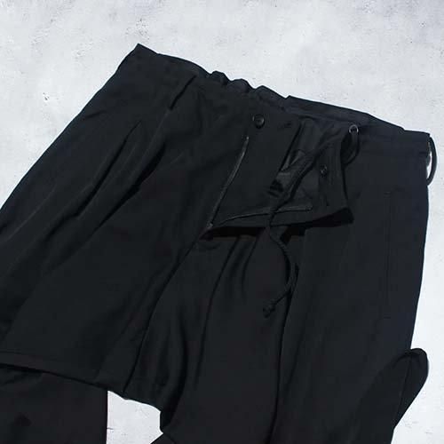 Yohji Yamamoto POUR HOMME】WOOL GABARDINE DECO DRAPED PANTS Yohji Yamamoto POUR HOMME】WOOL GABARDINE DECO DRAPED PANTS