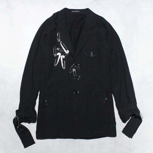 Yohji Yamamoto POUR HOMME60 LINEN LAWN I-SLEEVE CUFF TIED SAFETY PIN JACKET