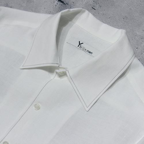 y's for men シャツ Y's for men】WHITE 60 LINEN LAWN SHIRT WITH OPEN COLLAR AND