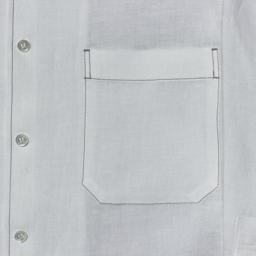 Y's for men】WHITE 60 LINEN LAWN SHIRT WITH OPEN COLLAR AND