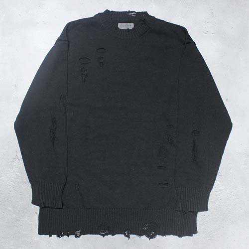 Yohji Yamamoto POUR HOMME7G1P HOLE DESIGN DAMAGED LONG SLEEVE(Charcoal)
