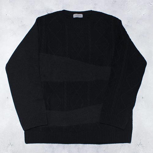 Yohji Yamamoto POUR HOMME7G ALAN KNIT X SOLID ROUND NECK WITH DESIGN SWITCHING(Charcoal)