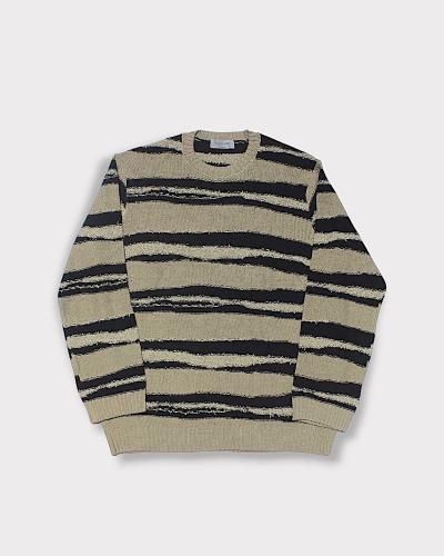 Yohji Yamamoto POUR HOMME5G BORDER COLOR-BLOCKED ROUND NECK(Beige)
