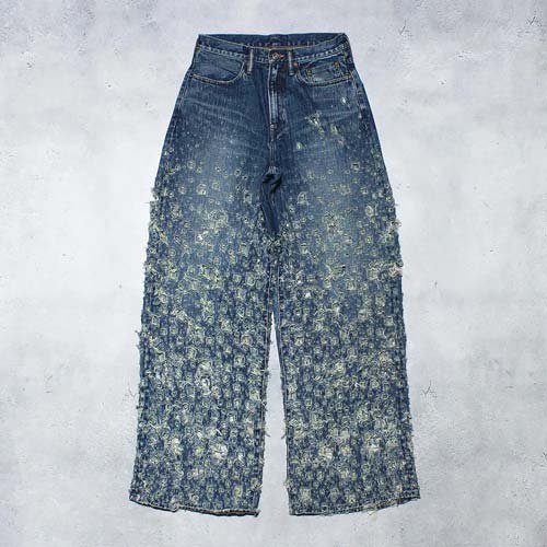 <img class='new_mark_img1' src='https://img.shop-pro.jp/img/new/icons8.gif' style='border:none;display:inline;margin:0px;padding:0px;width:auto;' />SUGARHILLCRASHED MODERN DENIM WIDE TROUSERS(FADED INDIGO)