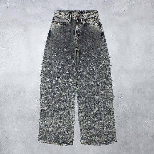 <img class='new_mark_img1' src='https://img.shop-pro.jp/img/new/icons8.gif' style='border:none;display:inline;margin:0px;padding:0px;width:auto;' />SUGARHILLCRASHED BLACK MODERN DENIM WIDE TROUSERS(FADED BLACK)