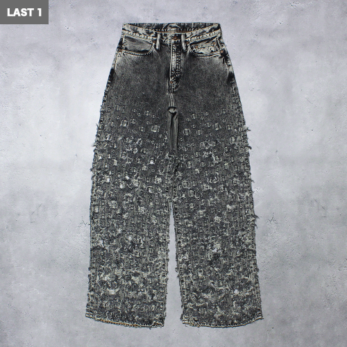 <img class='new_mark_img1' src='https://img.shop-pro.jp/img/new/icons8.gif' style='border:none;display:inline;margin:0px;padding:0px;width:auto;' />SUGARHILLCRASHED BLACK MODERN DENIM WIDE TROUSERS(FADED BLACK)