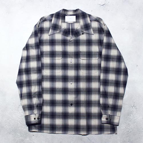 <img class='new_mark_img1' src='https://img.shop-pro.jp/img/new/icons8.gif' style='border:none;display:inline;margin:0px;padding:0px;width:auto;' />SUGARHILLYAK OMBLE PLAID OPEN COLLAR BLOUSE(BLUE OMBRE)