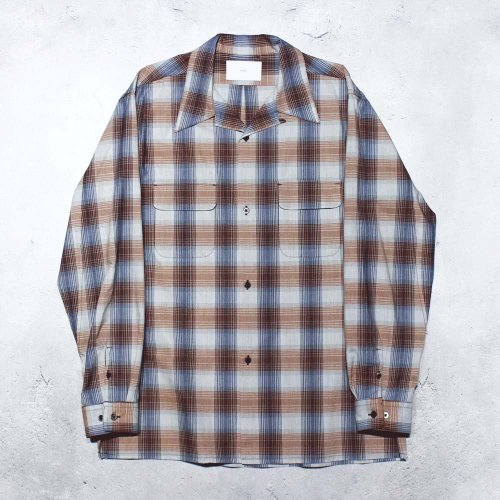 <img class='new_mark_img1' src='https://img.shop-pro.jp/img/new/icons64.gif' style='border:none;display:inline;margin:0px;padding:0px;width:auto;' />SUGARHILLYAK OMBLE PLAID OPEN COLLAR BLOUSE(RED OMBRE)