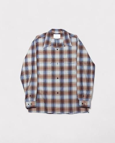 <img class='new_mark_img1' src='https://img.shop-pro.jp/img/new/icons20.gif' style='border:none;display:inline;margin:0px;padding:0px;width:auto;' />SUGARHILLYAK OMBLE PLAID OPEN COLLAR BLOUSE(RED OMBRE)