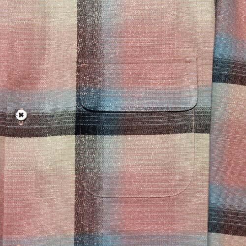 SUGARHILL】RAYON OMBLE PLAID OPEN COLLER BLOUSE(PINK OMBRE