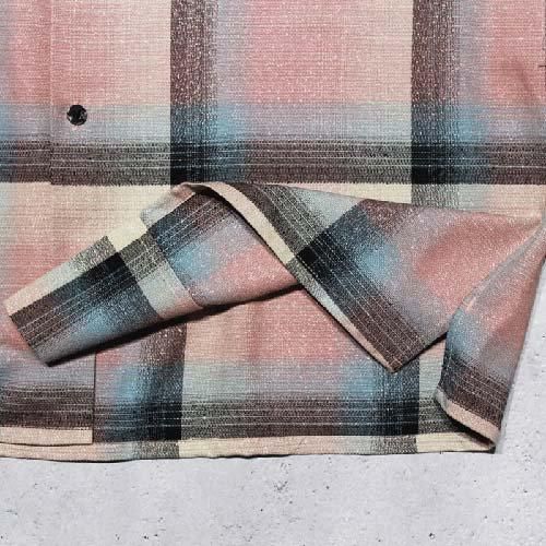 SUGARHILL】RAYON OMBLE PLAID OPEN COLLER BLOUSE(PINK OMBRE