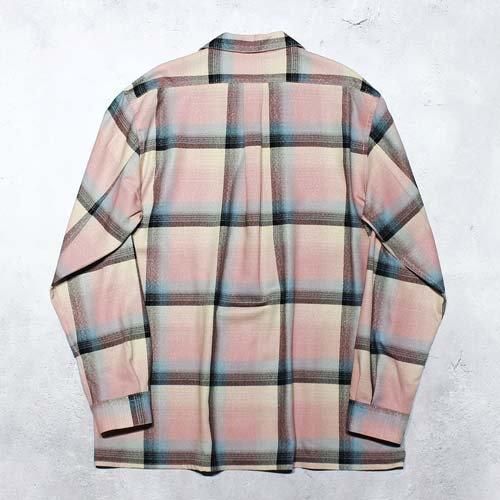 SUGARHILL】RAYON OMBLE PLAID OPEN COLLER BLOUSE(PINK OMBRE SUGARHILL】RAYON OMBLE PLAID OPEN COLLER BLOUSE(PINK OMBRE