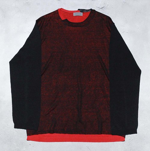 Yohji Yamamoto POUR HOMME14-GAUGE LAYERED PULLOVER(Red)