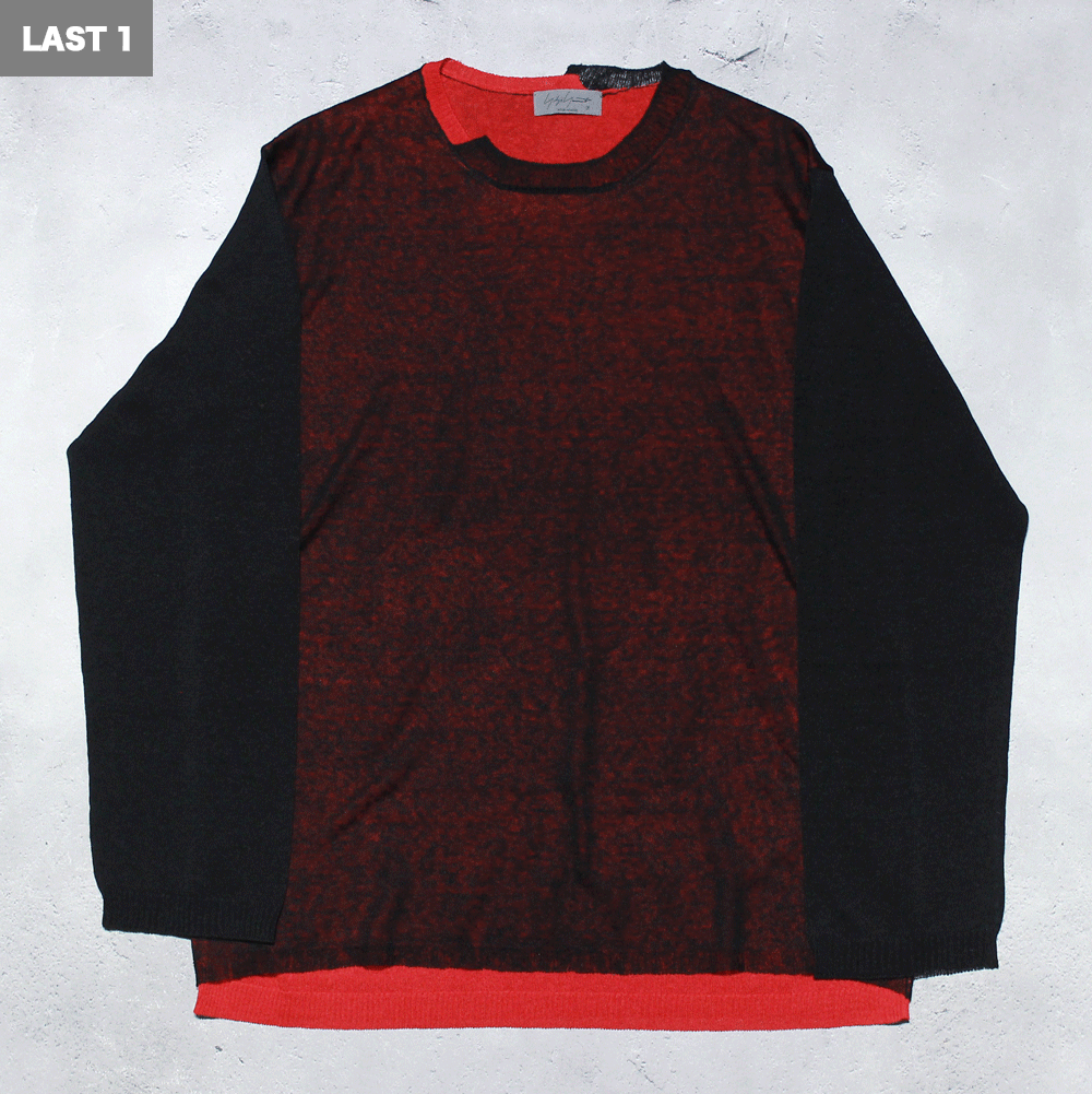 <img class='new_mark_img1' src='https://img.shop-pro.jp/img/new/icons8.gif' style='border:none;display:inline;margin:0px;padding:0px;width:auto;' />Yohji Yamamoto POUR HOMME14-GAUGE LAYERED PULLOVER(Red)
