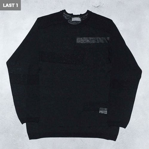 Yohji Yamamoto POUR HOMME12-GAUGE JERSEY ROUND NECK LONG SLEEVE KNIT(Black)
