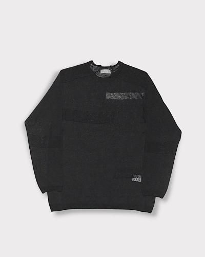 Yohji Yamamoto POUR HOMME12-GAUGE JERSEY ROUND NECK LONG SLEEVE KNIT(Black)