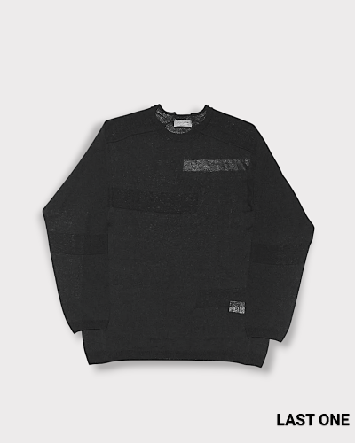 Yohji Yamamoto POUR HOMME12-GAUGE JERSEY ROUND NECK LONG SLEEVE KNIT(Black)