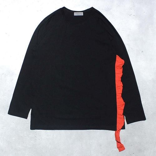 Yohji Yamamoto POUR HOMMECOMBED SINGLE JERSEY LONG SLEEVES T(Red) 
