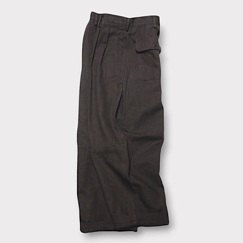 Y's for men】COTTON FLAX WOOL OXFORD SIDE ACTION PLEATS