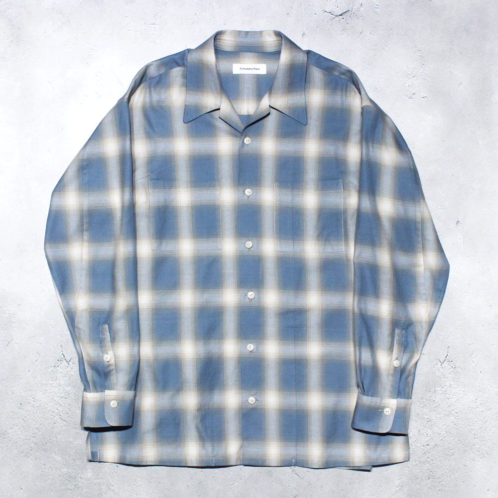 <img class='new_mark_img1' src='https://img.shop-pro.jp/img/new/icons8.gif' style='border:none;display:inline;margin:0px;padding:0px;width:auto;' />Strawberry RobotOpen collar Check Shirts(BLUE)
