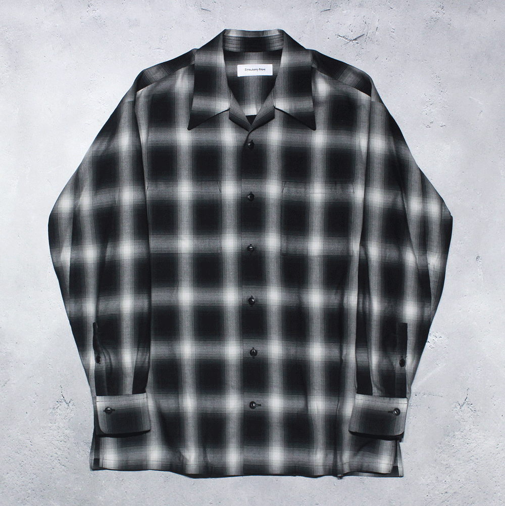 <img class='new_mark_img1' src='https://img.shop-pro.jp/img/new/icons8.gif' style='border:none;display:inline;margin:0px;padding:0px;width:auto;' />Strawberry RobotOpen collar Check Shirts(BLK)

