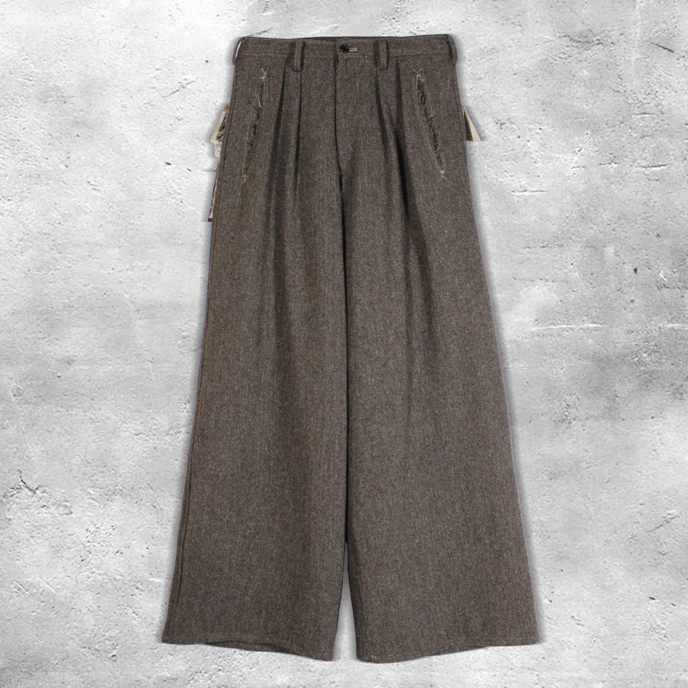 サルバム ヘリンボーンスラッシュワイドパンツ (Brown) | sulvam pants｜サルバム パンツ｜ sulvam  通販｜-仙台セレクトショップ RARE OF THE LOOP