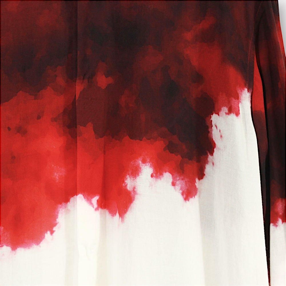 Yohji Yamamoto POUR HOMME】CELLULOSE UNEVEN RED BLOUSE｜Yohji