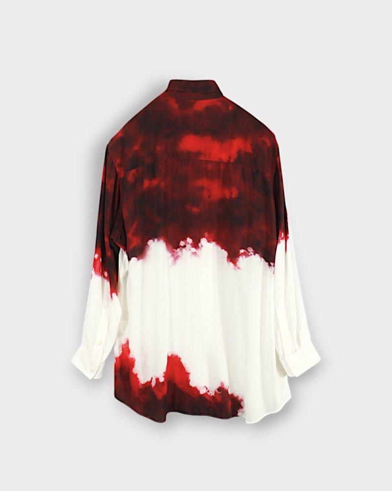 Yohji Yamamoto POUR HOMME】CELLULOSE UNEVEN RED BLOUSE