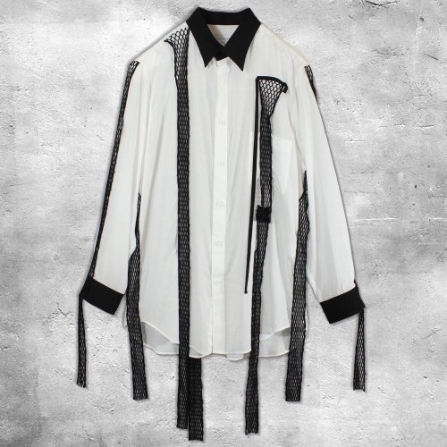 <img class='new_mark_img1' src='https://img.shop-pro.jp/img/new/icons8.gif' style='border:none;display:inline;margin:0px;padding:0px;width:auto;' />Yohji Yamamoto POUR HOMMECELLULOSE LAWN BLACK MESH TP BLOUSE