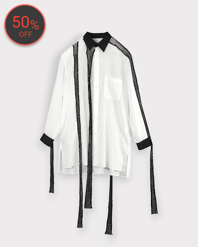 <img class='new_mark_img1' src='https://img.shop-pro.jp/img/new/icons20.gif' style='border:none;display:inline;margin:0px;padding:0px;width:auto;' />Yohji Yamamoto POUR HOMMECELLULOSE LAWN BLACK MESH BLOUSE 140,800-