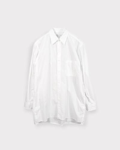 Yohji Yamamoto POUR HOMMECHAIN STITCH BROAD STANDARD BIG BLOUSE(White)