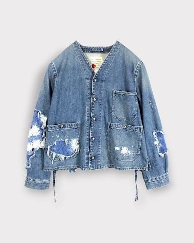 SEVESKIGIndigo Satin No-Collar Engineer Jacket