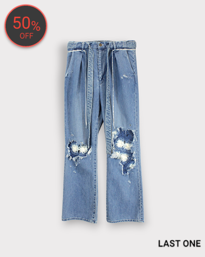 SEVESKIGIndigo Satin Knit-Repaired Slacks 44,000-