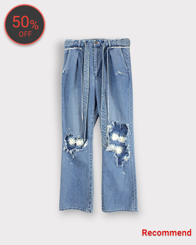 SEVESKIGIndigo Satin Knit-Repaired Slacks 44,000-
