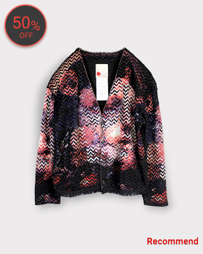 SEVESKIGBoucle Six-Color Jacquard Knit Cardigan/Ver,VENTY 88,000-